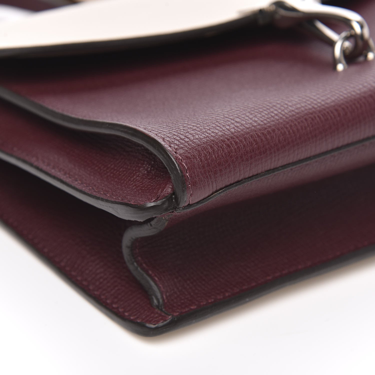 Burberry Derby Calfskin Bi-Color Small Macken Crossbody Bag Mahogany Red Limestone 8 of 9