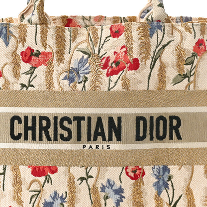 Christian Dior Canvas Embroidered Medium Hibiscus Book Tote Beige Multicolor 8 of 10