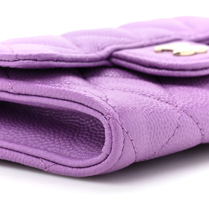 Chanel Caviar Quilted Flap Card Holder Wallet Purple 10 of 11