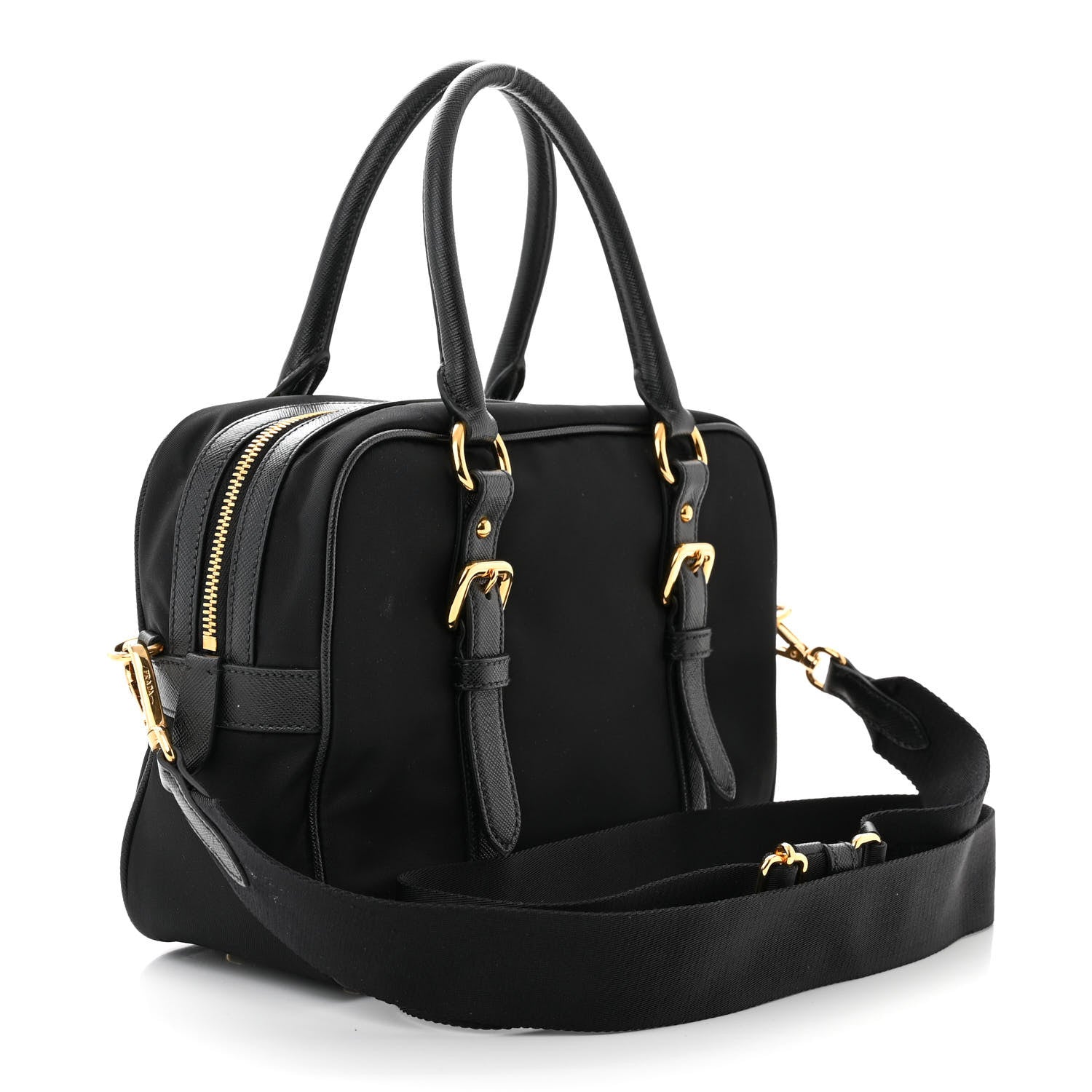 Prada Tessuto Nylon Saffiano Bauletto Black 3 of 14