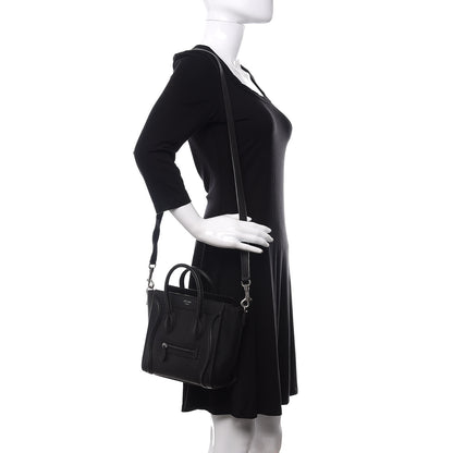 Celine Drummed Calfskin Nano Luggage Black 2 of 11