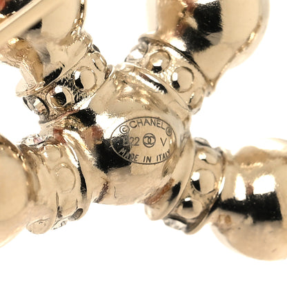 Chanel Pearl Crystal Nefertiti CC Brooch Gold 3 of 3