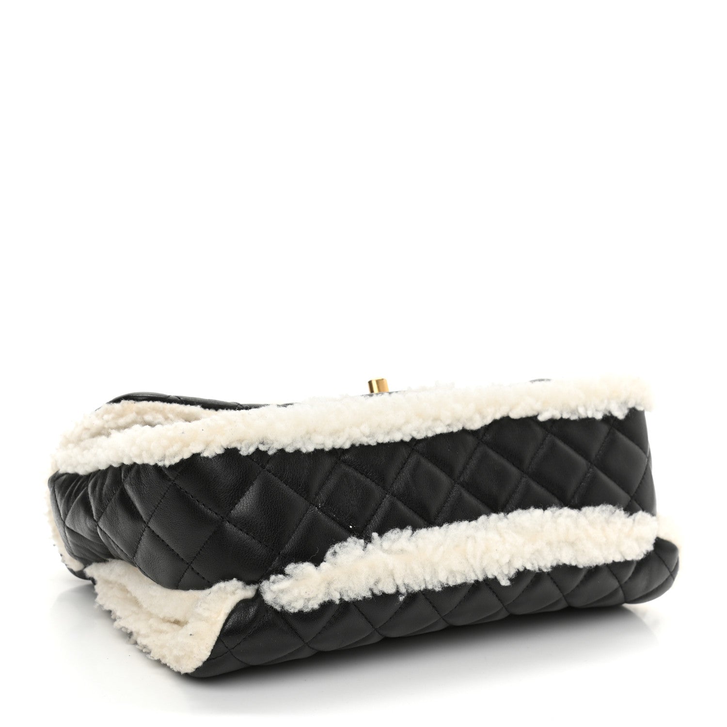 Chanel Lambskin Shearling Large CC Flap Bag Black White 4 of 9