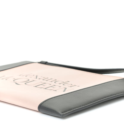 Alexander McQueen Calfskin Zipped Logo Wristlet Pink Black 6 of 12