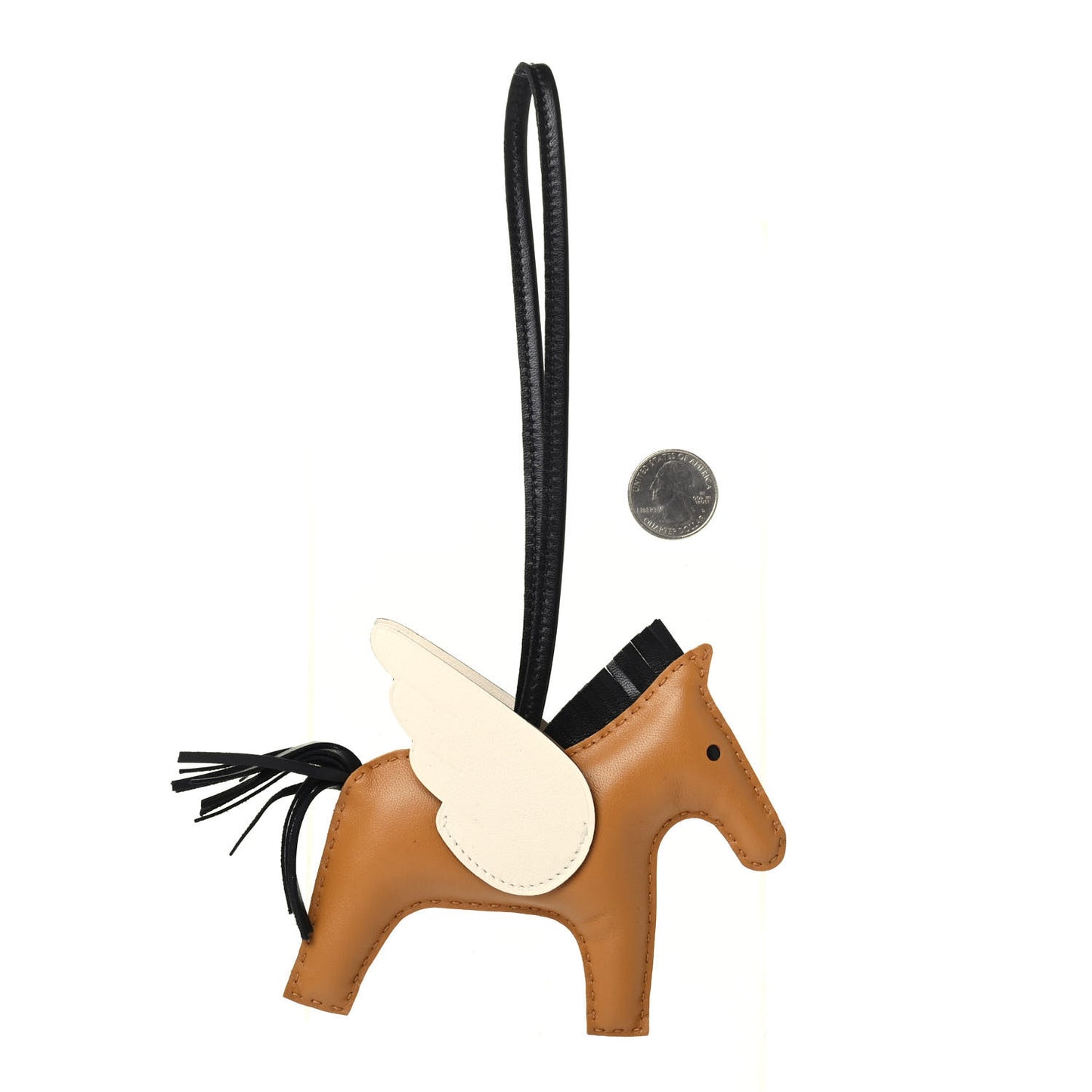 Milo Lambskin Grigri Rodeo Pegase Horse Bag Charm MM Sesame Black Nata
