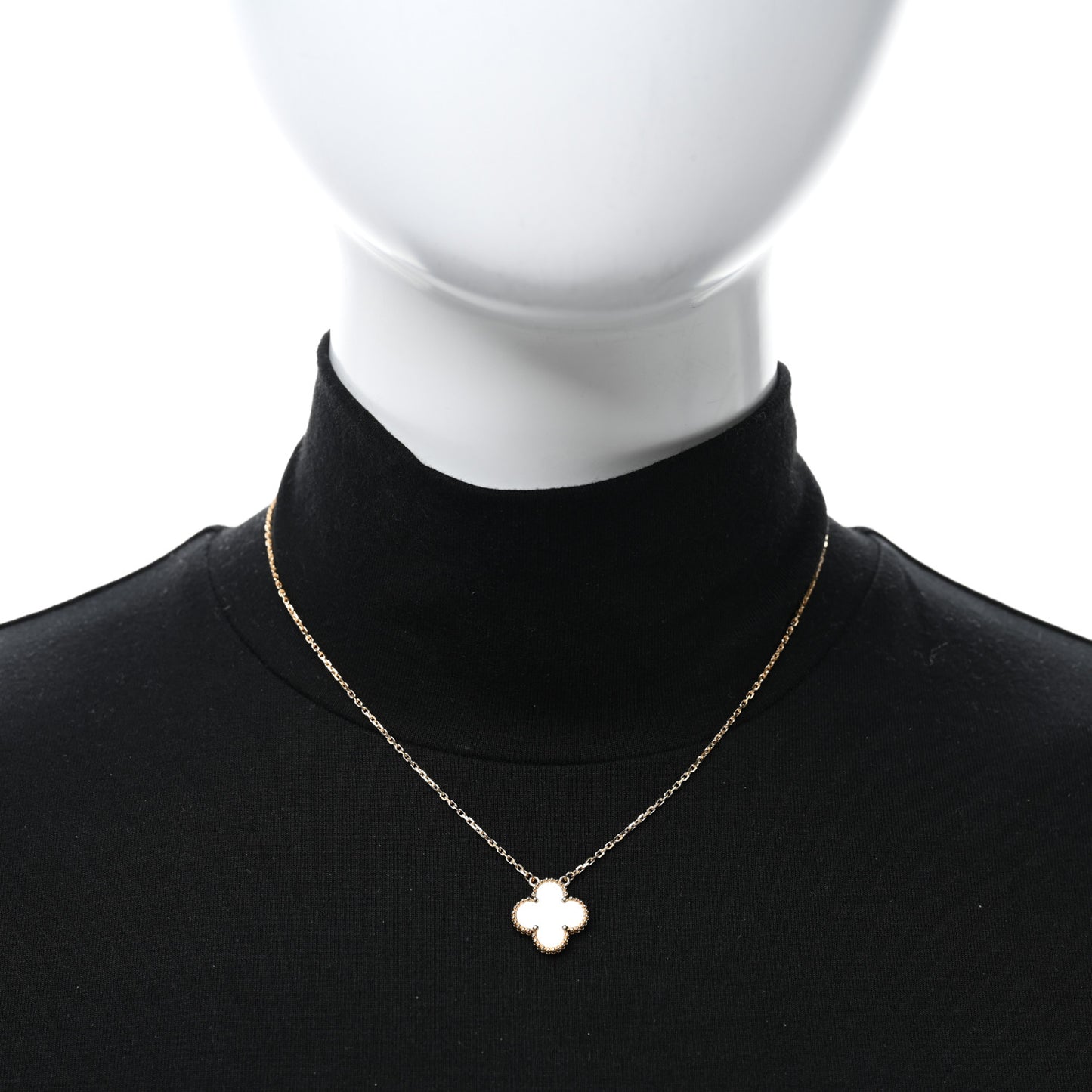 18K Yellow Gold Mother of Pearl Vintage Alhambra Pendant Necklace