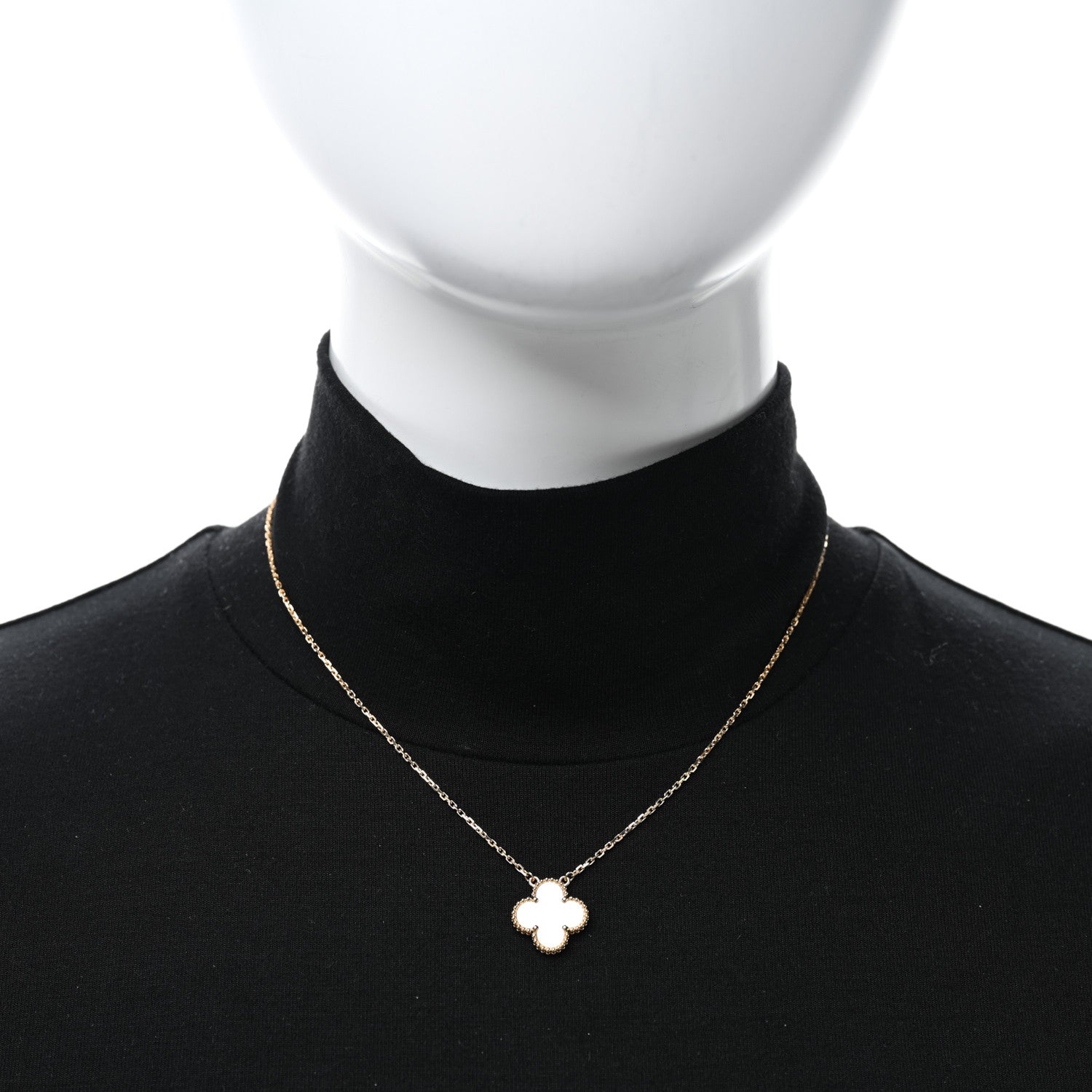 Van Cleef & Arpels 18K Yellow Gold Mother of Pearl Vintage Alhambra Pendant Necklace 2 of 5