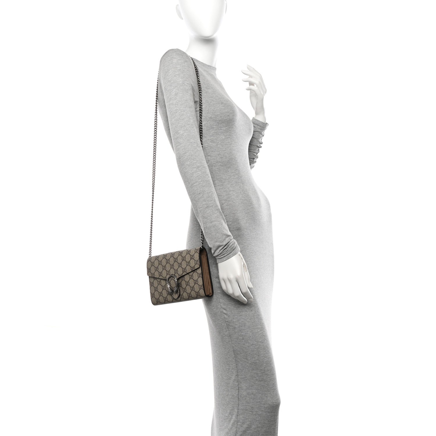 Gucci GG Supreme Monogram Mini Dionysus Chain Wallet Beige Taupe 2 of 14