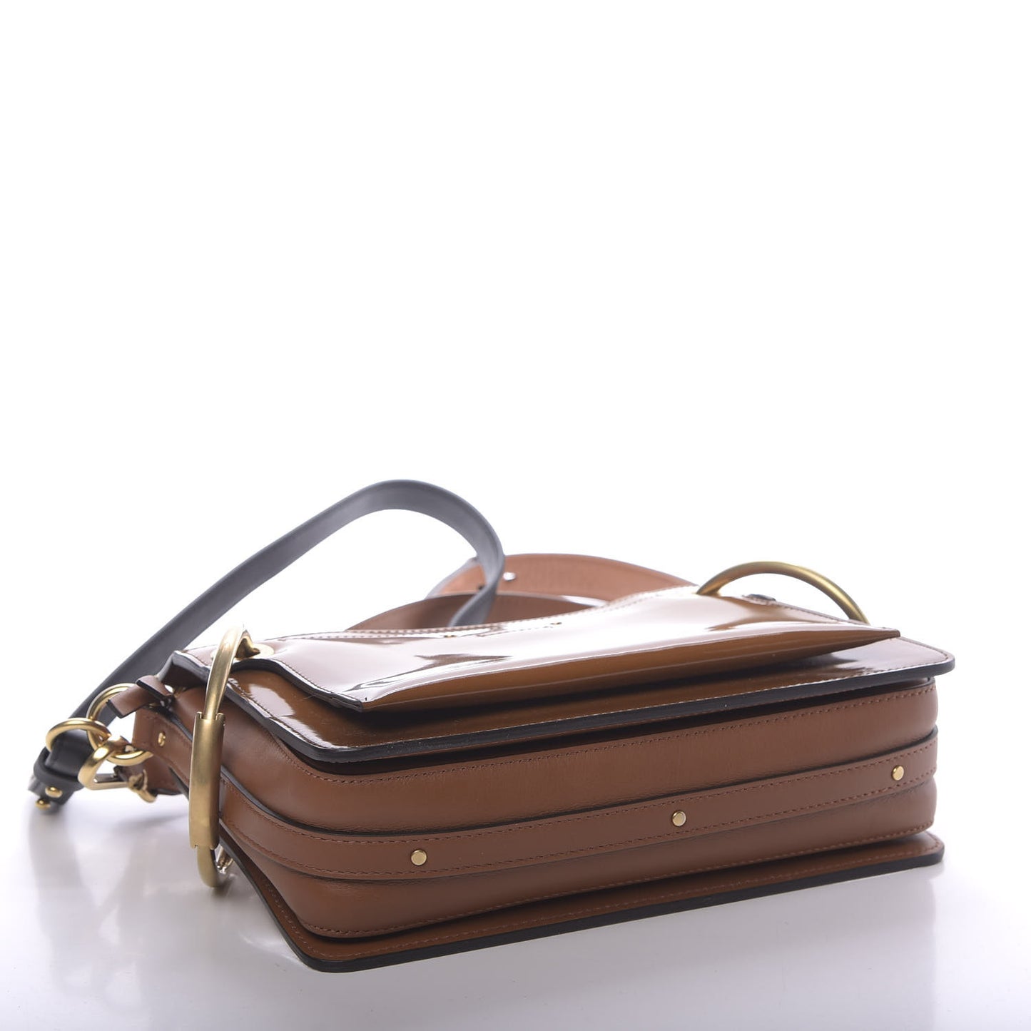 Glossy Lambskin Sfumato Small Roy Bag Caramel