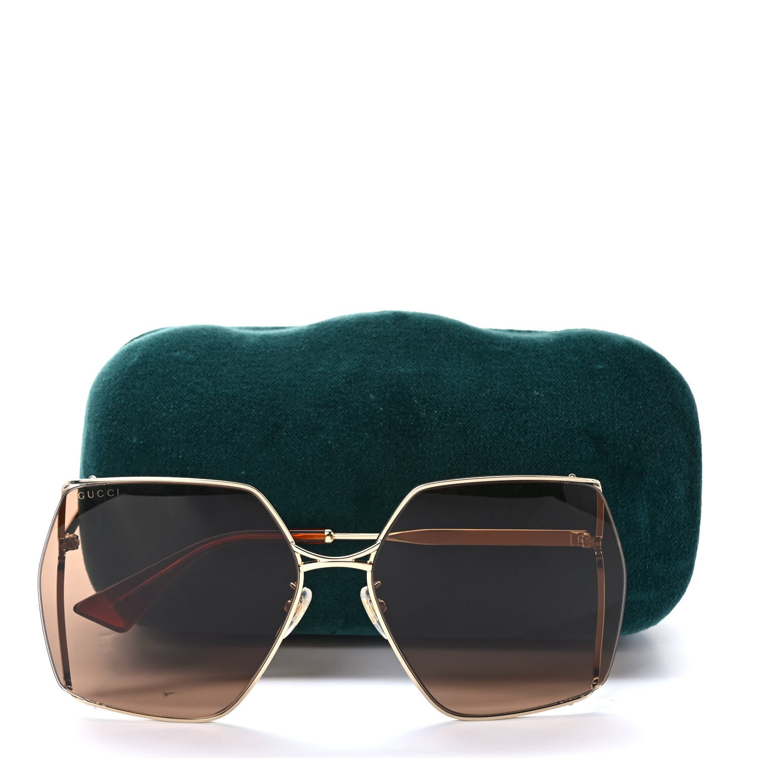Gucci Metal Square Frame Sunglasses GG0817S Gold 8 of 8