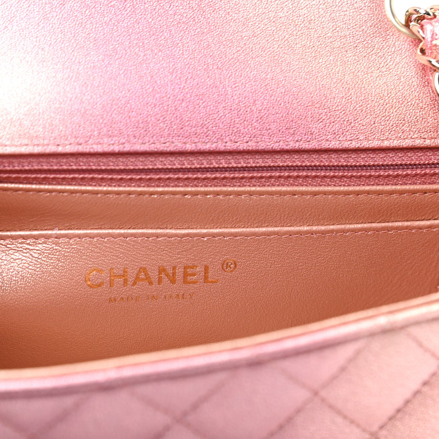 Chanel Metallic Lambskin Quilted Ombre Mini Rectangular Flap Pink 6 of 9