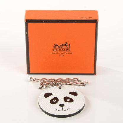 Hermes Epsom Panda Key Chain Bag Charm Black White 4 of 6