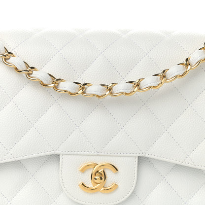 Chanel Caviar Quilted Jumbo Double Flap White 8 of 13