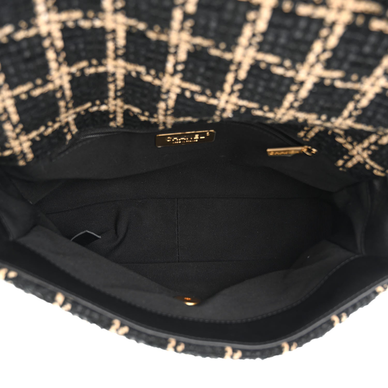 Chanel Tweed Quilted Large Chanel 19 Flap Black Beige 5 of 11