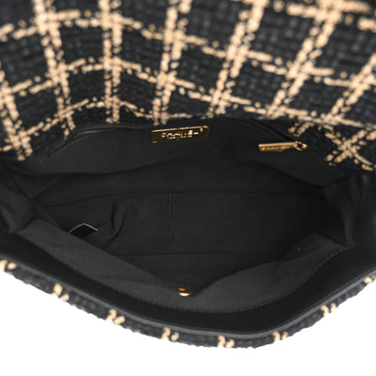Chanel Tweed Quilted Large Chanel 19 Flap Black Beige 5 of 11