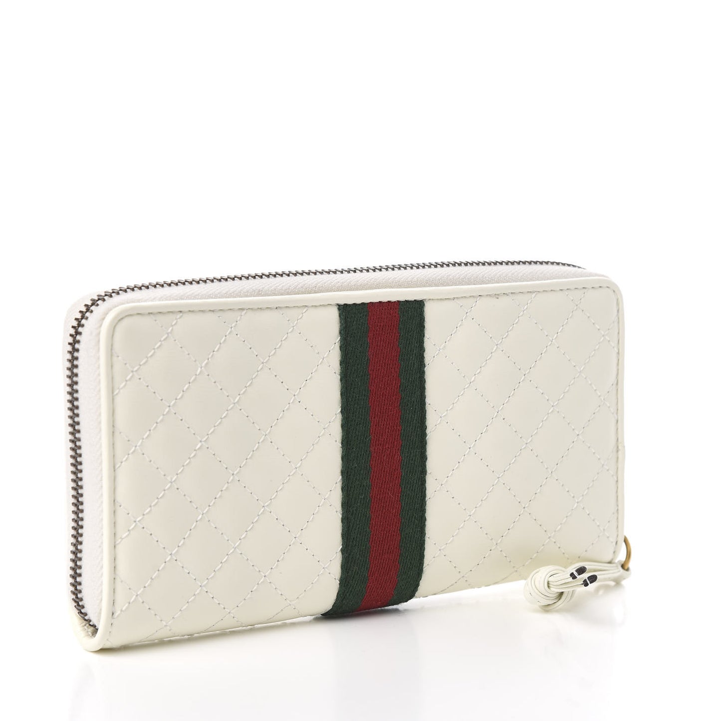 Calfskin Web Trapuntata GG Zip Around Wallet Off White