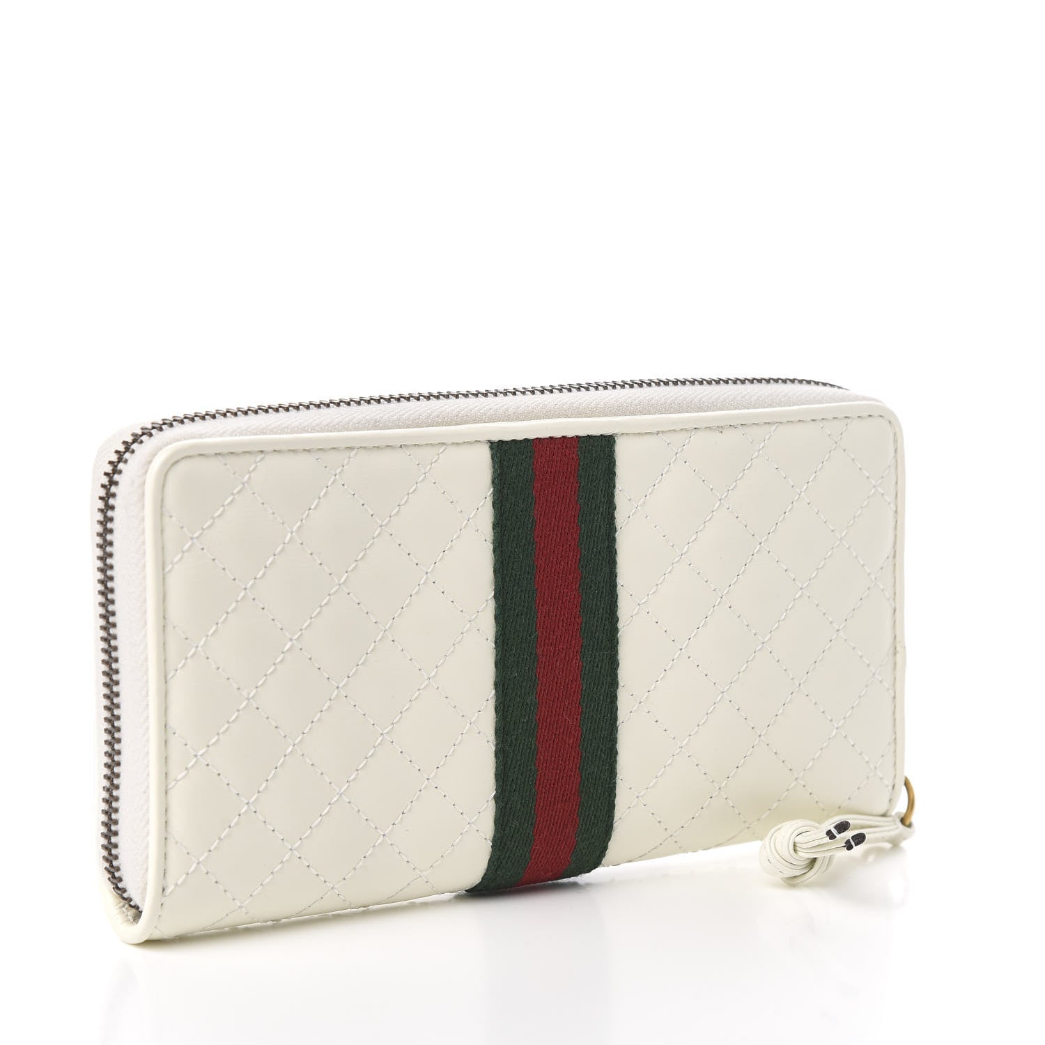 Gucci Calfskin Web Trapuntata GG Zip Around Wallet Off White 3 of 8