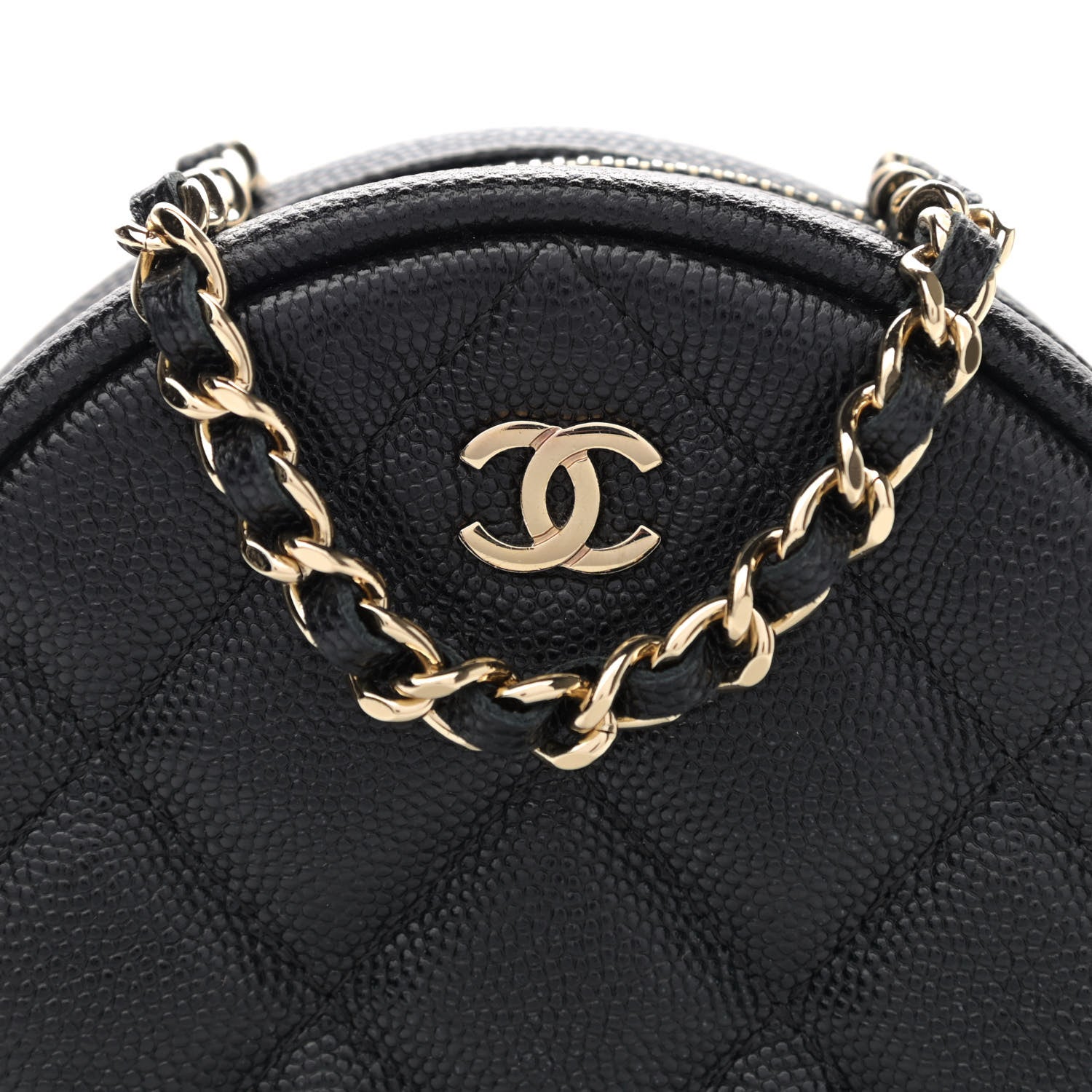 Chanel Caviar Quilted Round Clutch With Chain Black 8 of 11