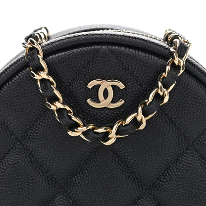 Chanel Caviar Quilted Round Clutch With Chain Black 8 of 11
