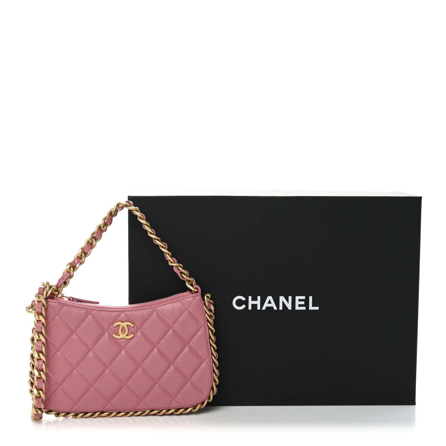 Chanel Lambskin Quilted Chain Around Top Handle Mini Bag Pink 11 of 11