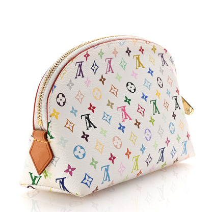 Louis Vuitton Monogram Multicolor Cosmetic Pouch White Litchi 3 of 6