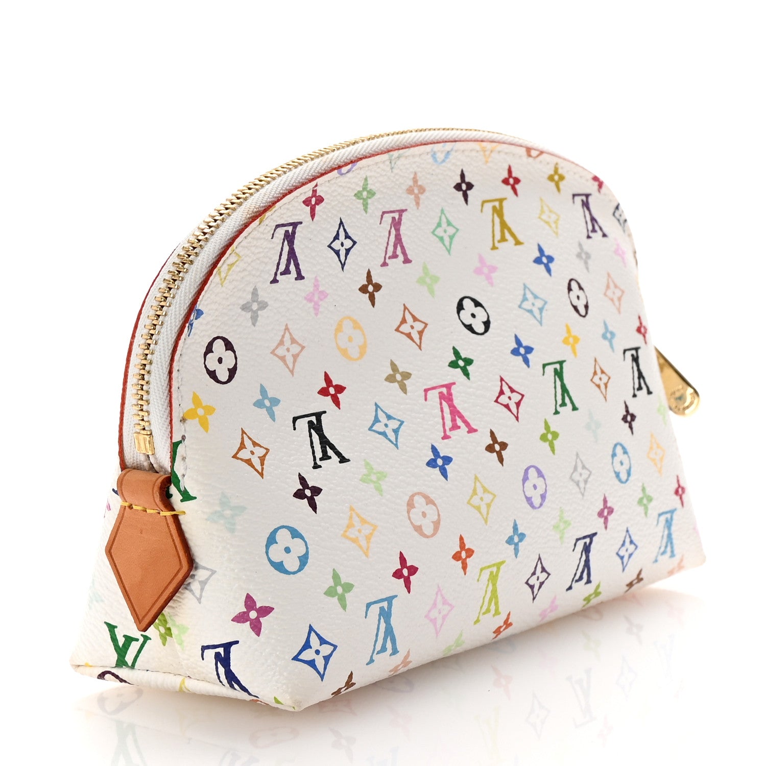 Louis Vuitton Monogram Multicolor Cosmetic Pouch White Litchi 3 of 6