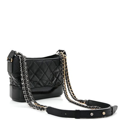 Chanel Patent Goatskin Quilted Small Gabrielle Hobo Black 3 of 9