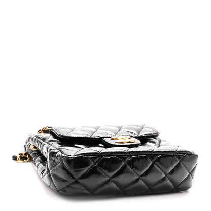 Chanel Shiny Crumpled Calfskin Quilted Small Wavy CC Hobo Black 4 of 10