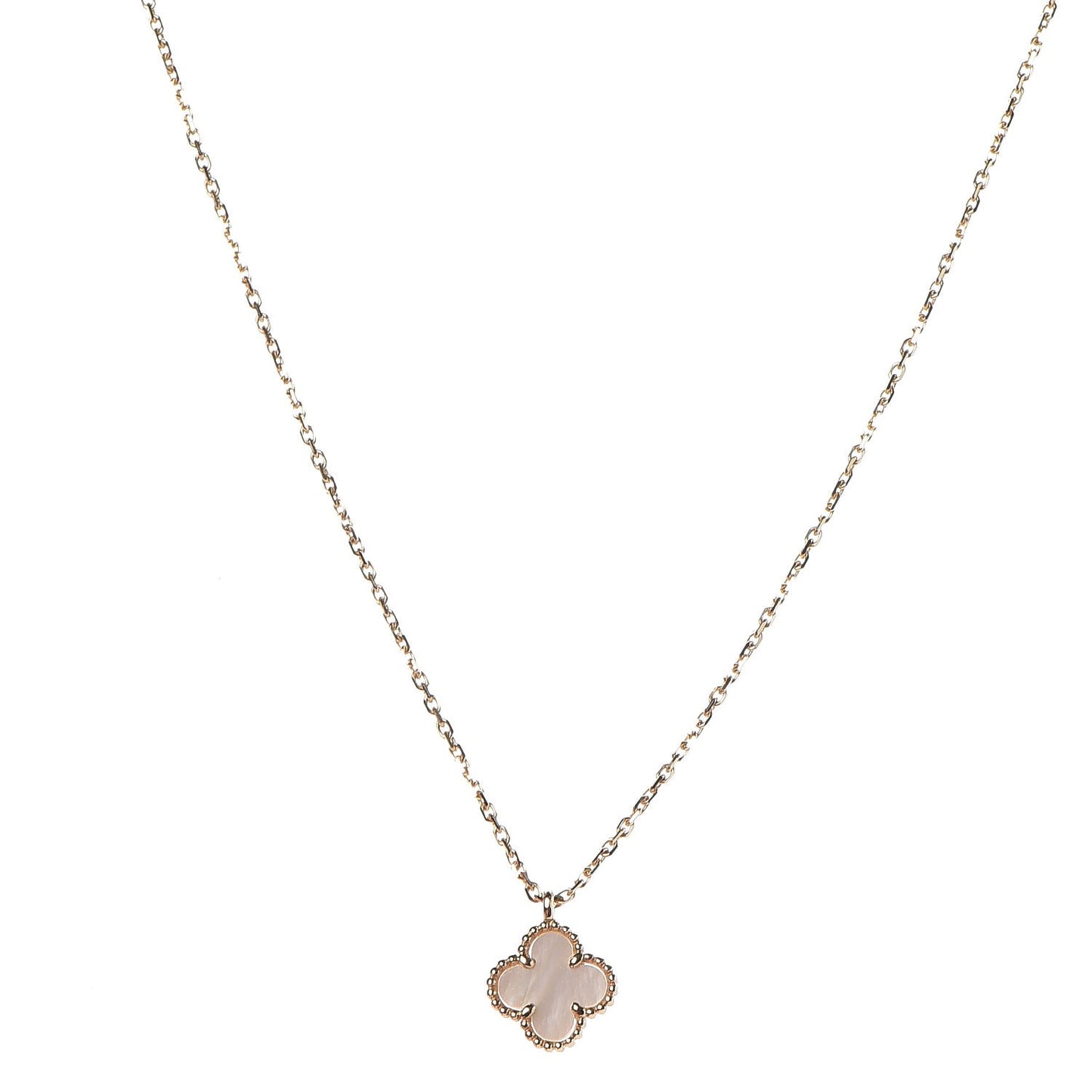 18K Yellow Gold Mother of Pearl Sweet Alhambra Pendant Necklace
