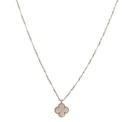 Van Cleef & Arpels 18K Yellow Gold Mother of Pearl Sweet Alhambra Pendant Necklace 1 of 8
