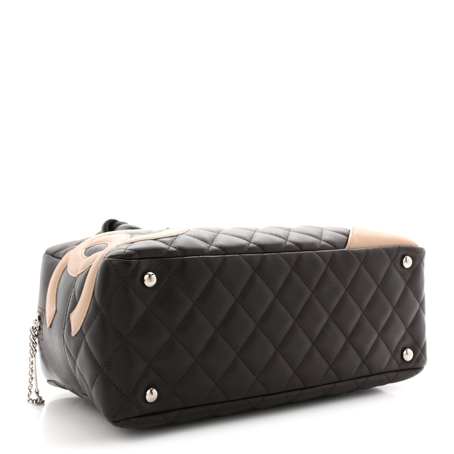 Calfskin Quilted Cambon Large Bowler Brown Beige
