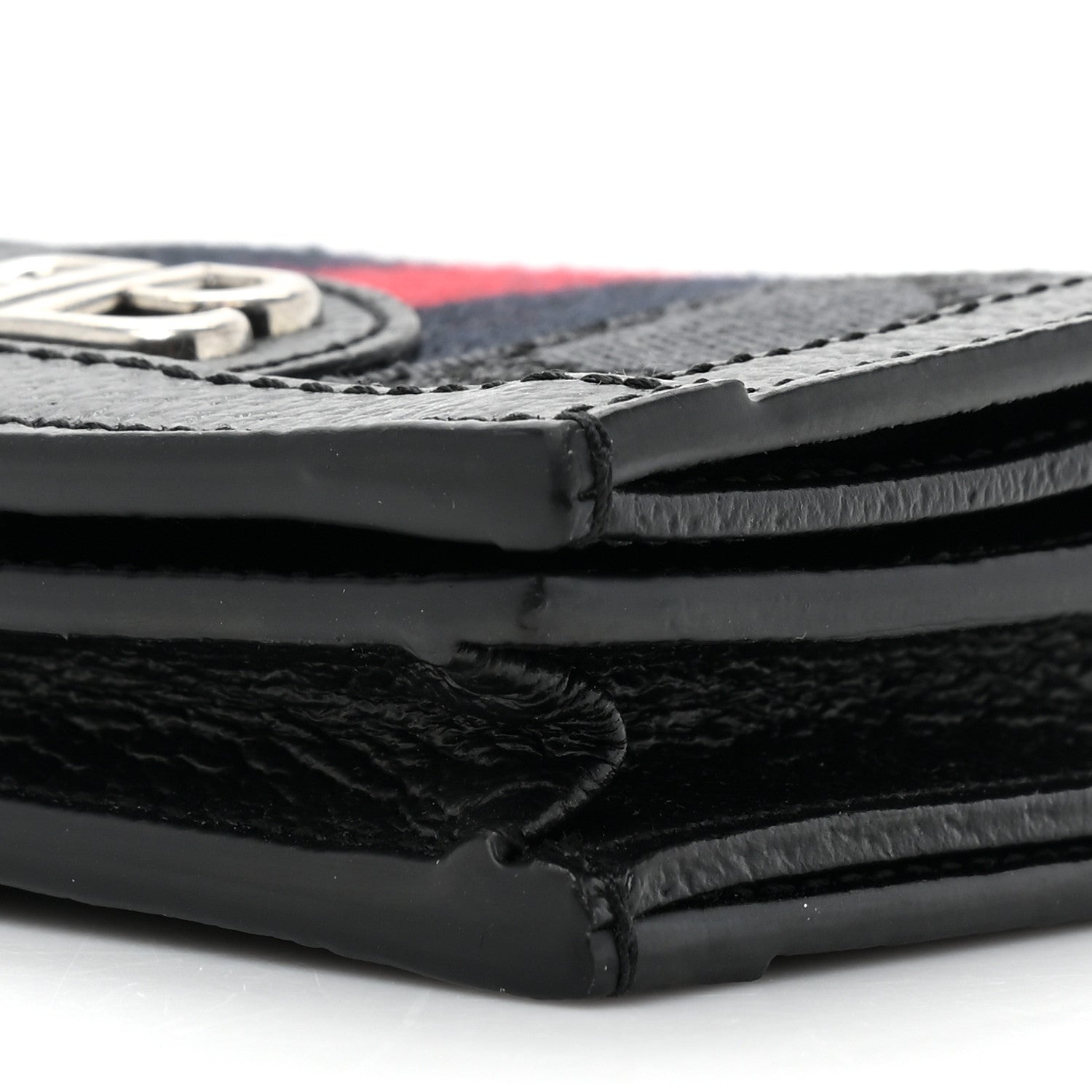 Gucci X BALENCIAGA BB Monogram Web Ophidia Card Case Wallet Black 11 of 12