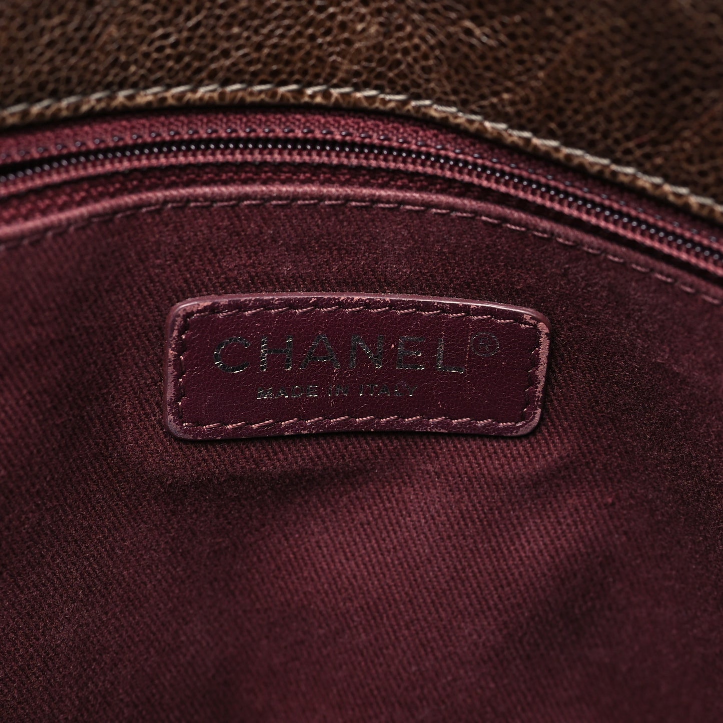 Crumpled Grained Calfskin Jumbo CC Crave Flap Brown