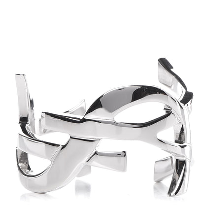 Saint Laurent Brass Monogram Medium Cuff Bracelet Palladium 1 of 4