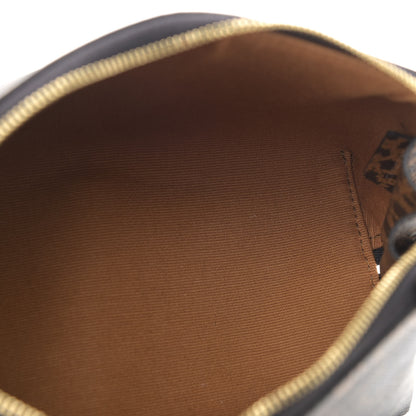 Celine Triomphe Canvas Calfskin Leopard Print Mini Clutch on Chain Black Tan 5 of 10