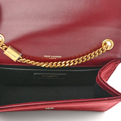 Saint Laurent Velvet Small Classic Monogram Kate Tassel Satchel Burgundy 5 of 10
