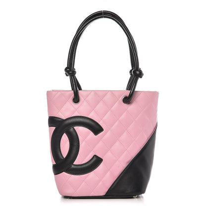 Chanel Calfskin Quilted Small Cambon Tote Pink Black 1 of 11