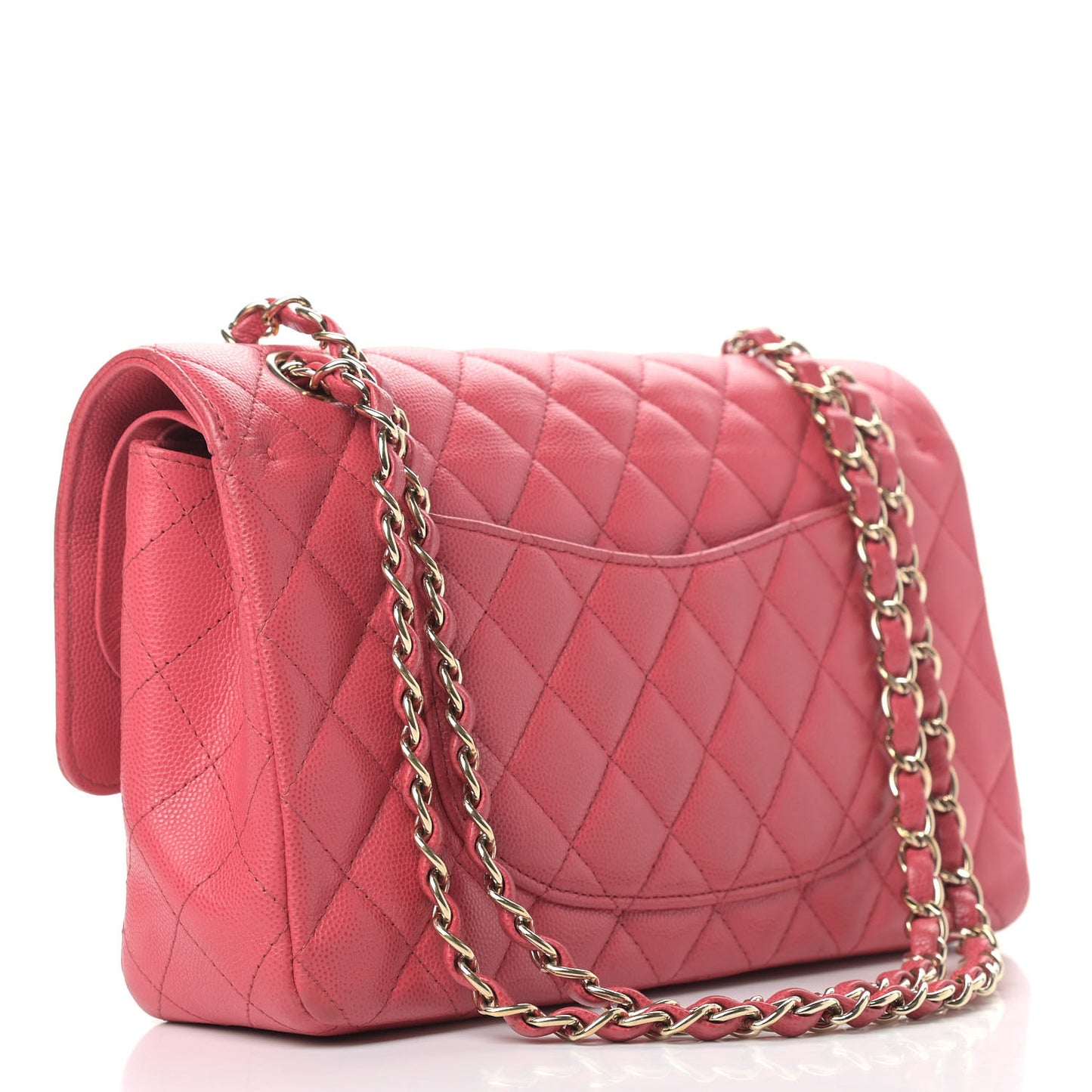 Caviar Quilted Medium Double Flap Pink