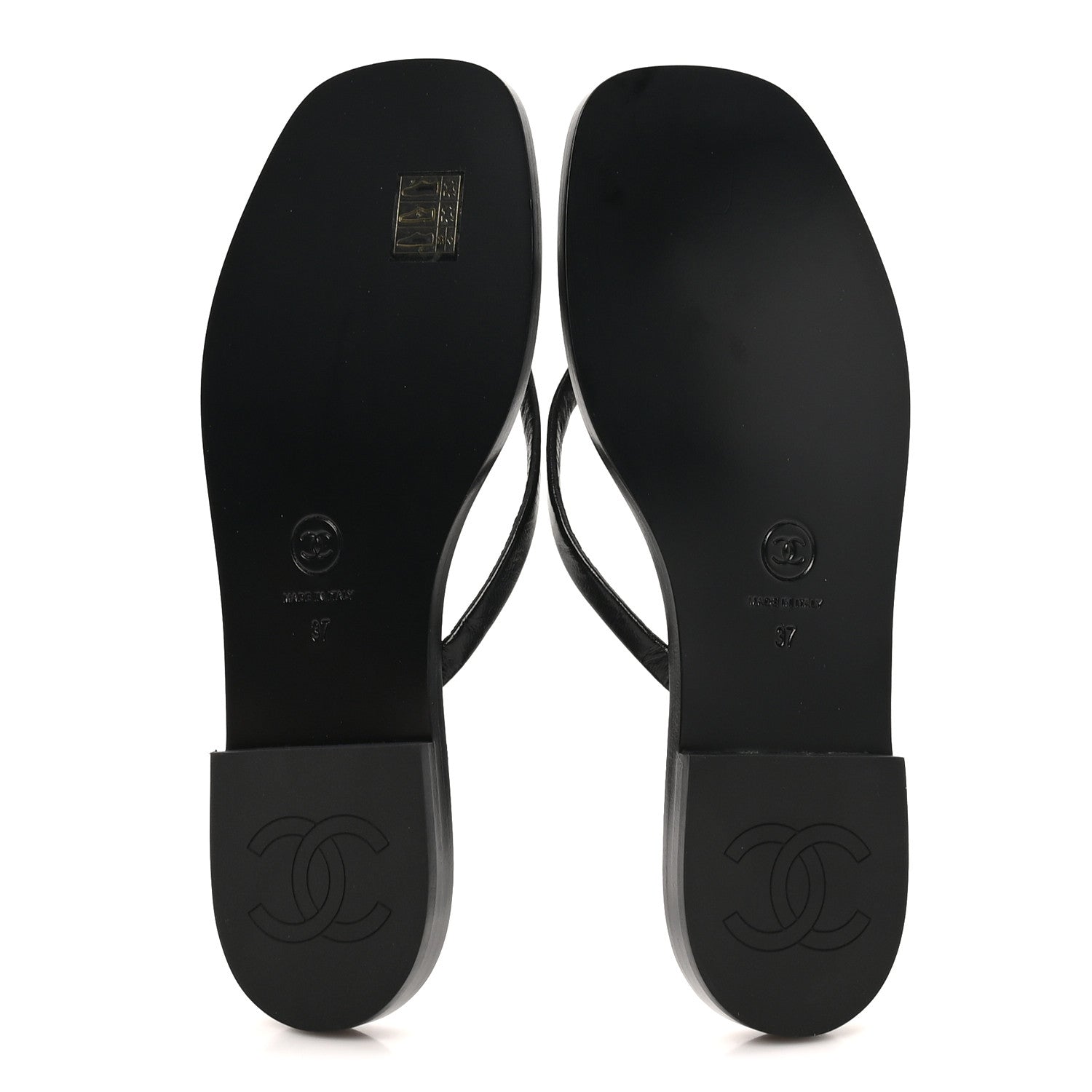 Chanel Goatskin CC Times Square Thong Sandals 37 Black 6 of 10