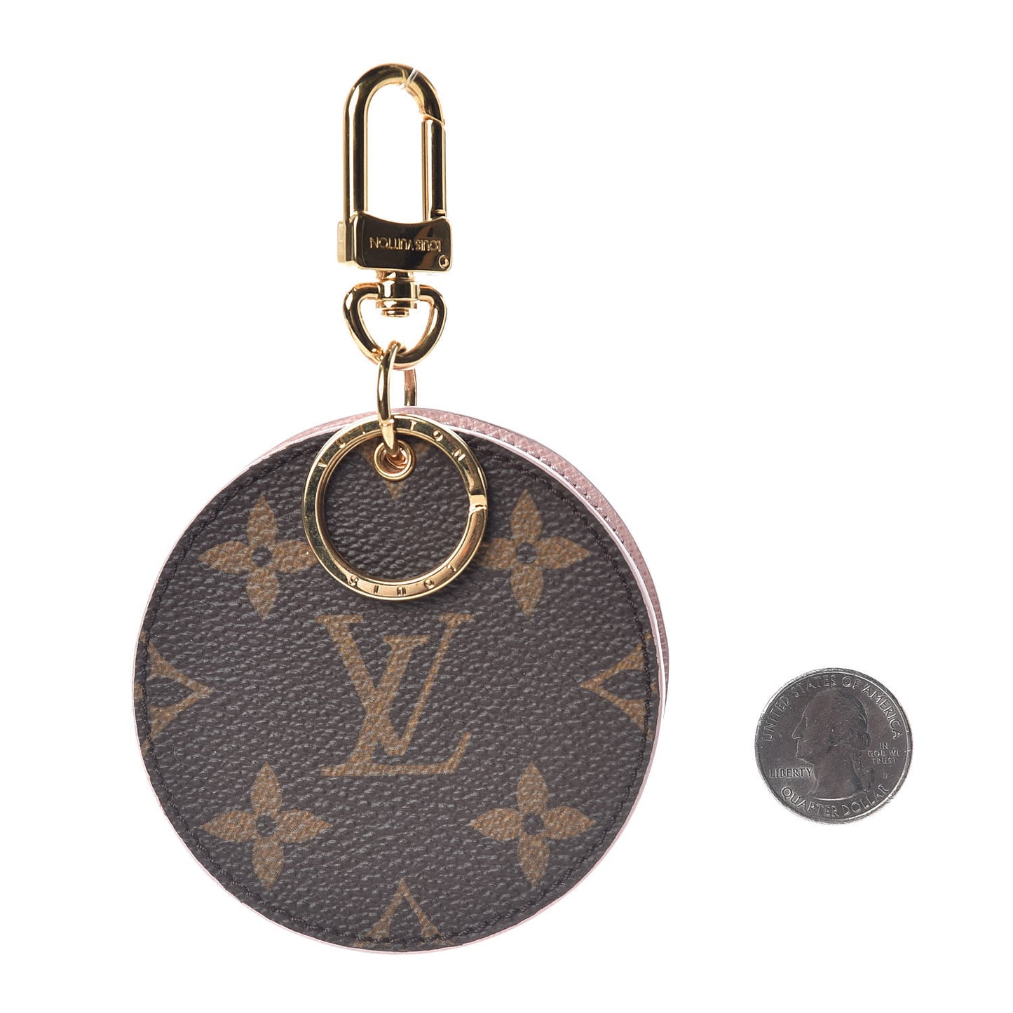 Monogram LV Mirror Bag Charm Key Holder Rose Ballerine