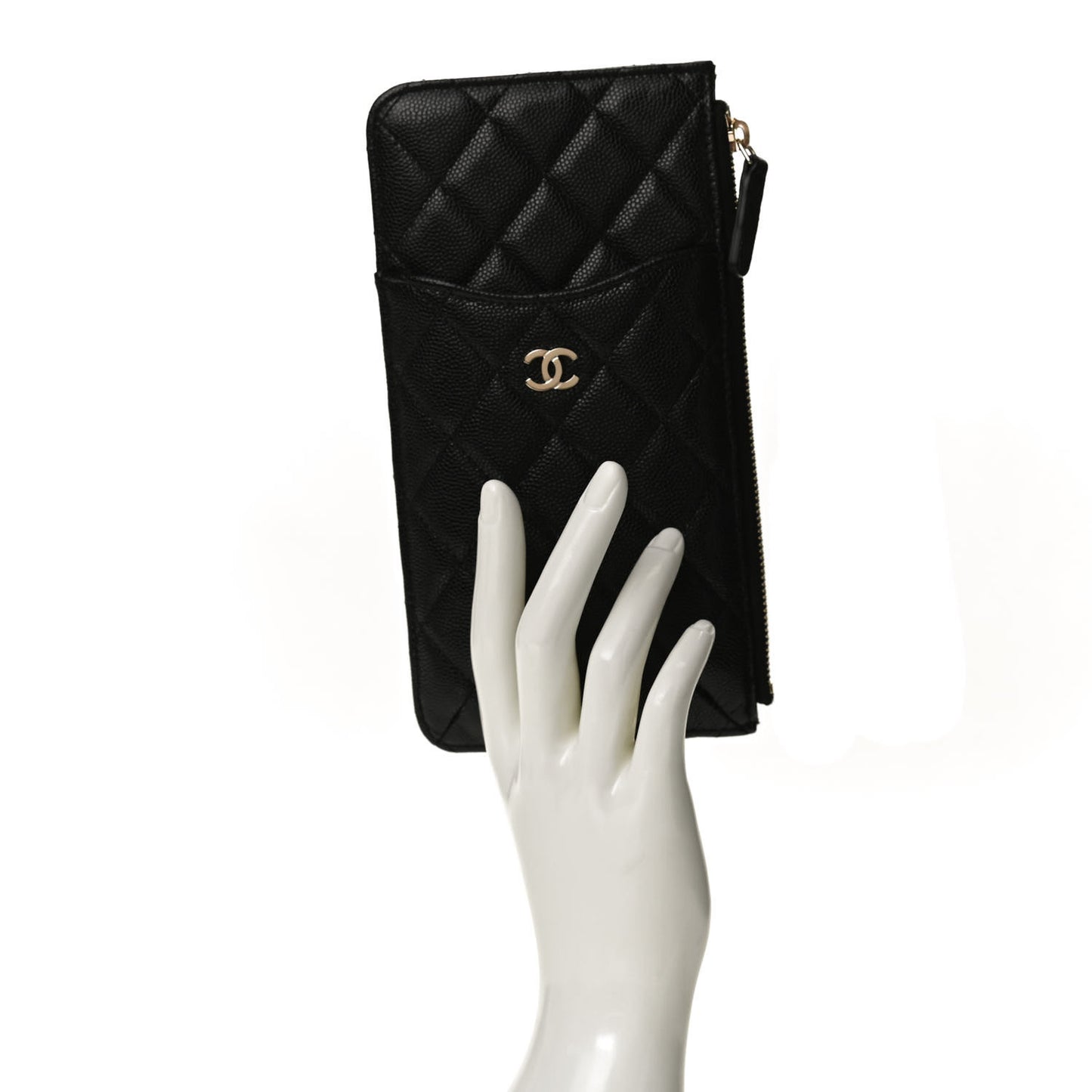 Caviar Quilted Classic Flat Wallet Pouch Black