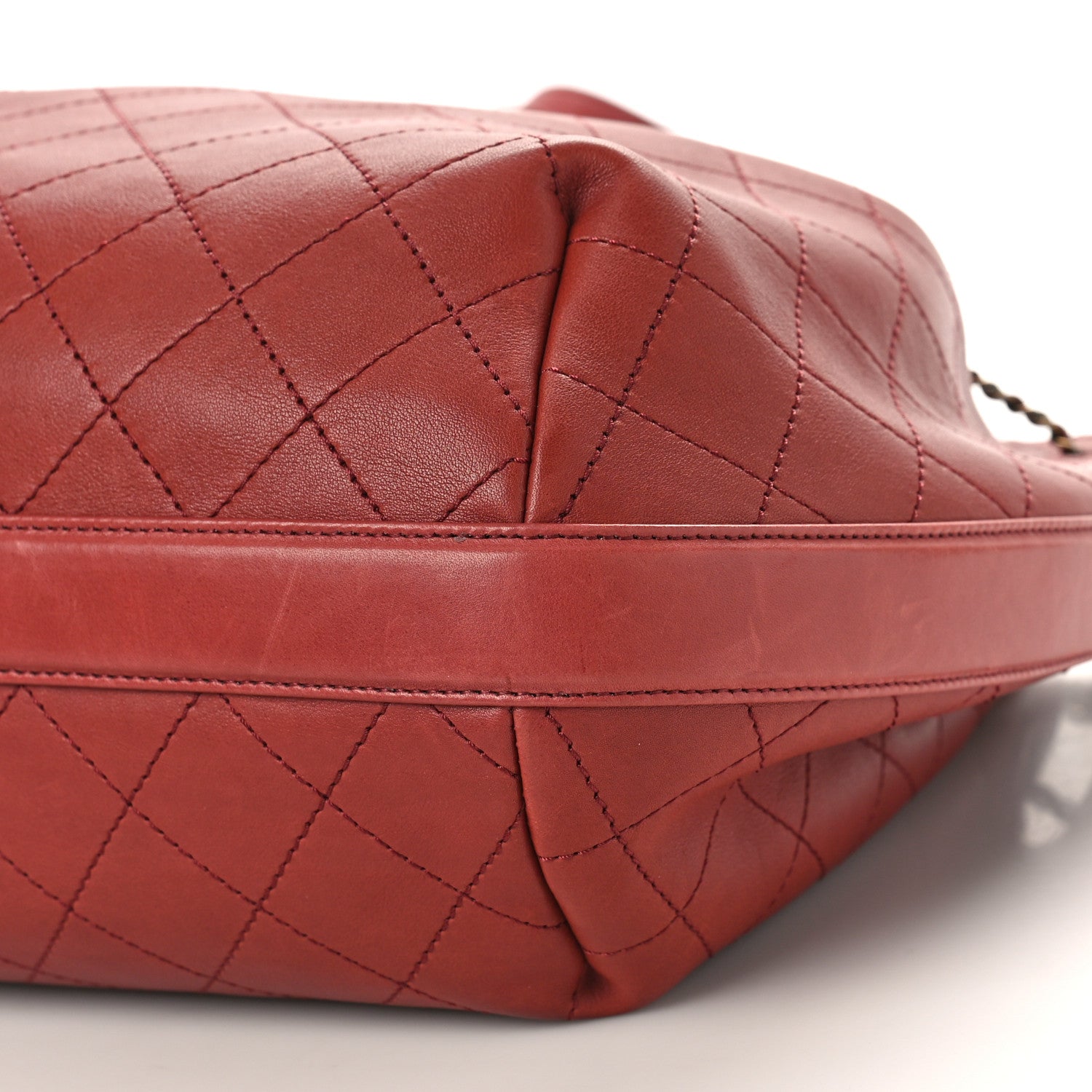 Chanel Calfskin Stitched Large Drawstring CC Bag Burgundy 9 of 9