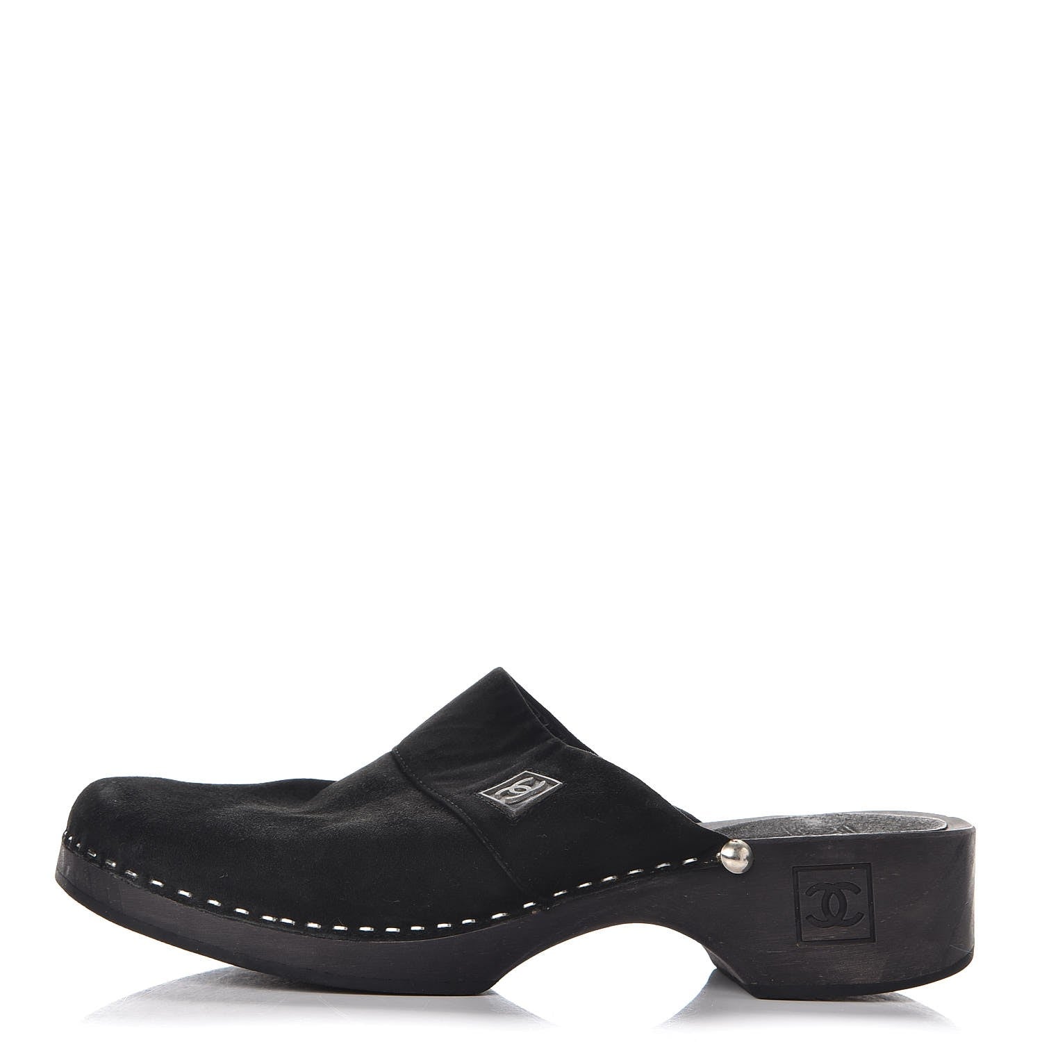 Chanel Suede CC Clogs 38 Black 1 of 10