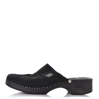 Chanel Suede CC Clogs 38 Black 1 of 10