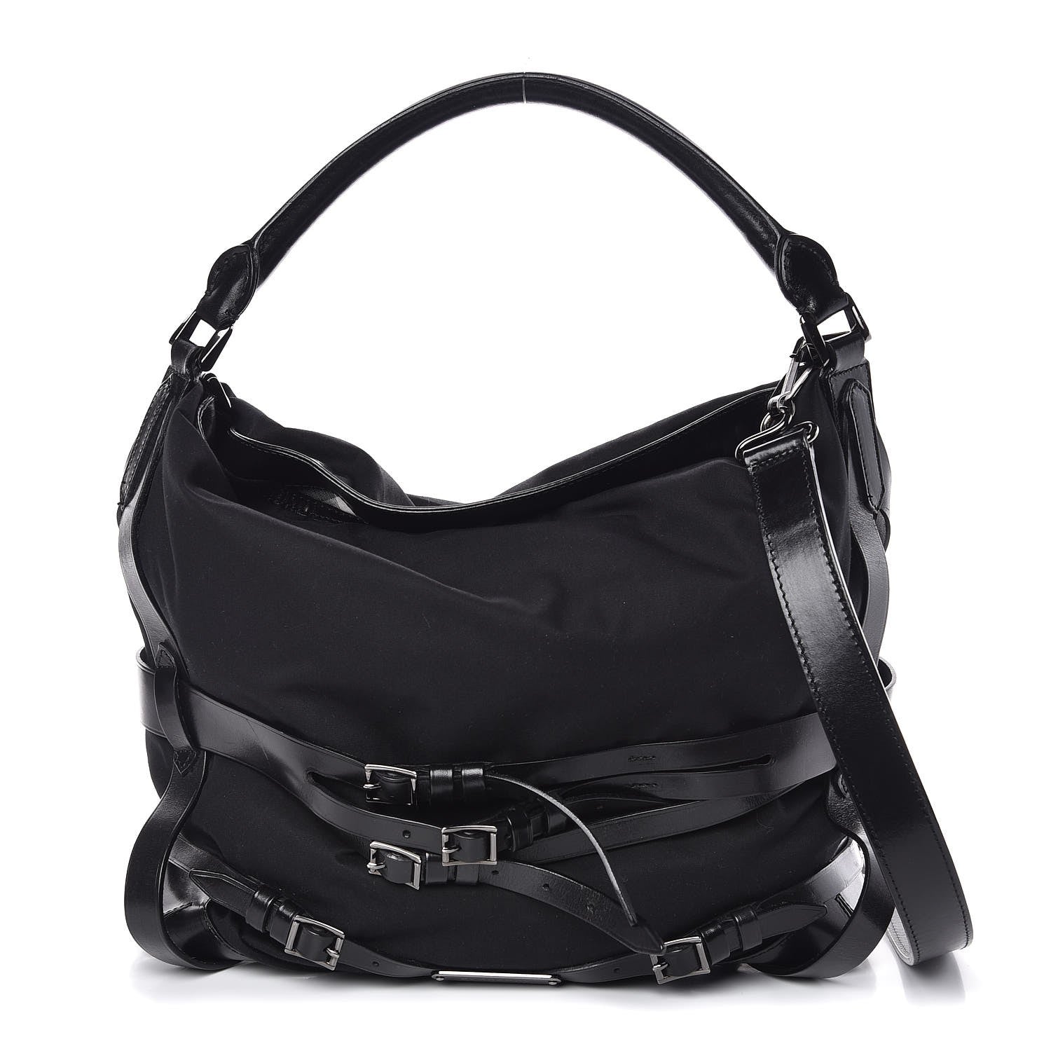 Burberry Canvas Bridle Calfskin Medium Lynher Hobo Black 1 of 6