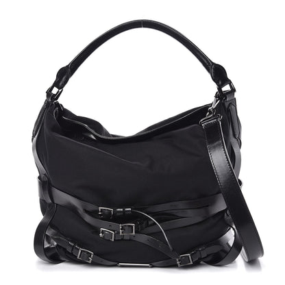 Burberry Canvas Bridle Calfskin Medium Lynher Hobo Black 1 of 6