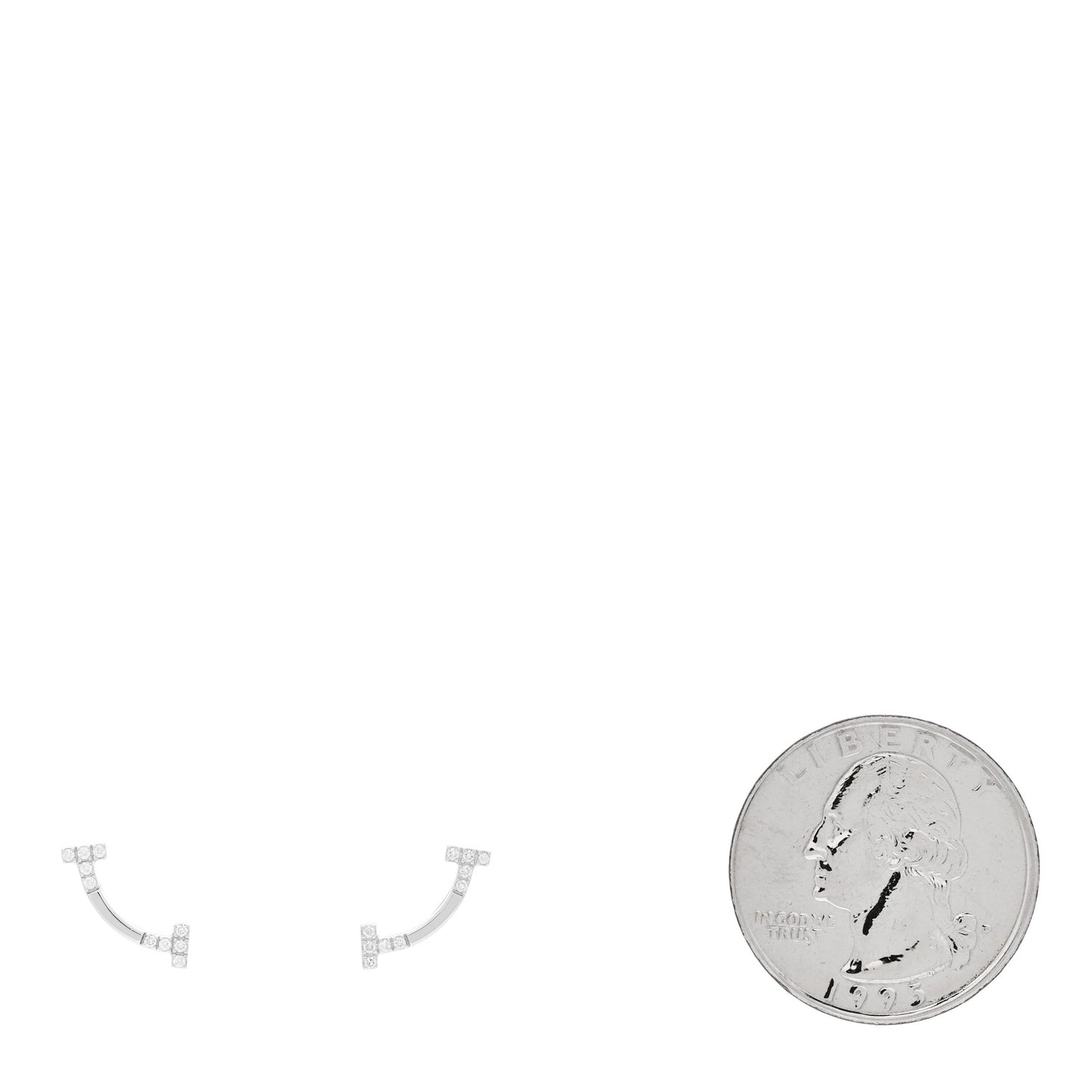18K White Gold Diamond Mini T Smile Earrings