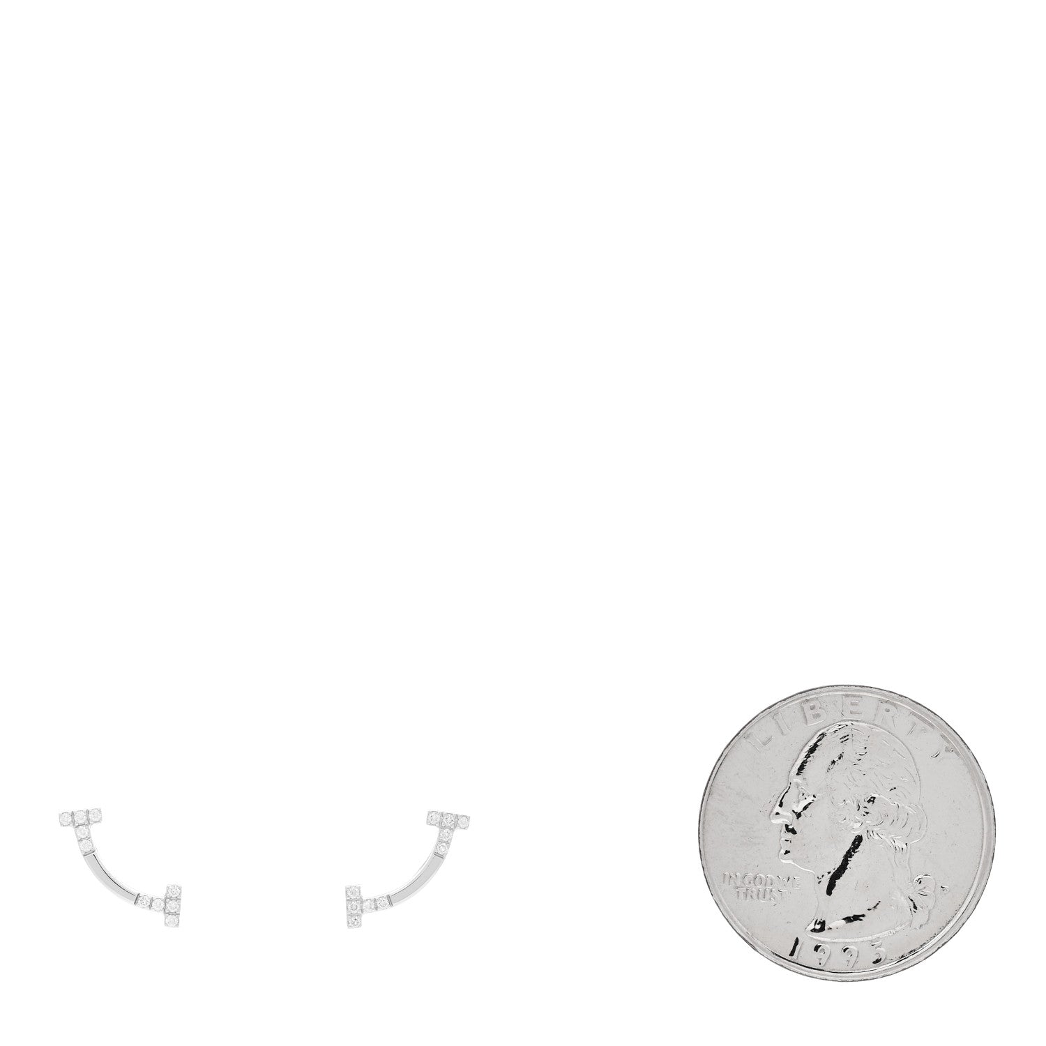 Tiffany 18K White Gold Diamond Mini T Smile Earrings 2 of 6