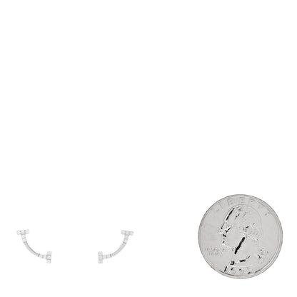 Tiffany 18K White Gold Diamond Mini T Smile Earrings 2 of 6