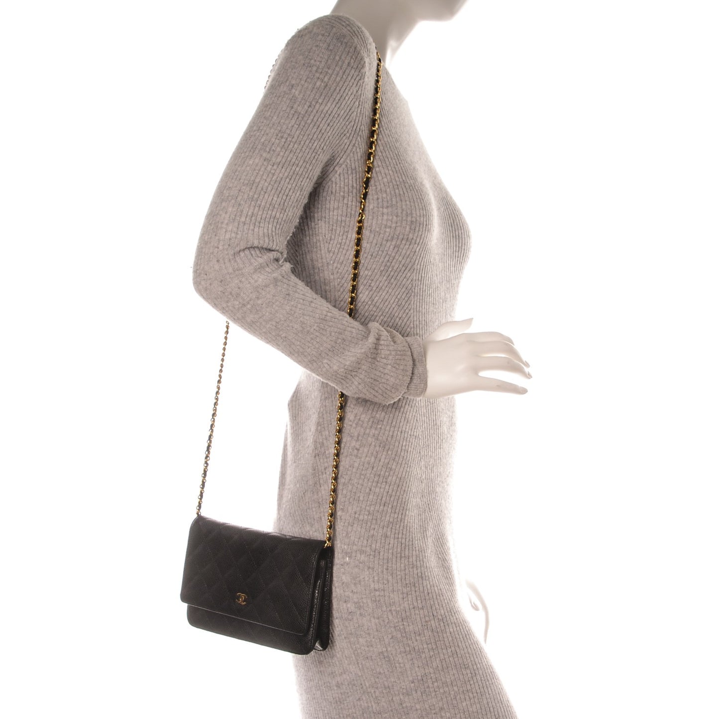 Caviar Quilted Wallet On Chain WOC Black